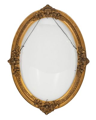 Antique Giltwood Oval Frame With Convex Glass, 19th-20th Century. Keywords: giltwood frame, oval 