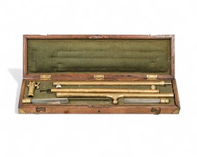 19th Century Brass Surveying Water Level in Walnut Case, Engraved “Dosse. Keywords: No reserve 