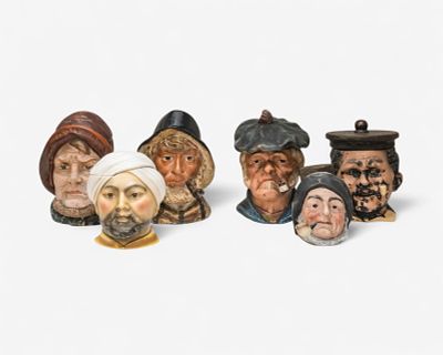 Lot of Six Antique Ceramic Tobacco Jars, Late 19th - Early 20th C. Keywords: No reserve 