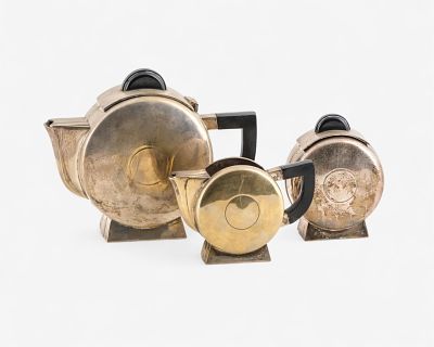 Christian Fjerdingstad Designed Iconic 3-Piece Christofle Tea Set. Keywords: NO RESERVE, Art 