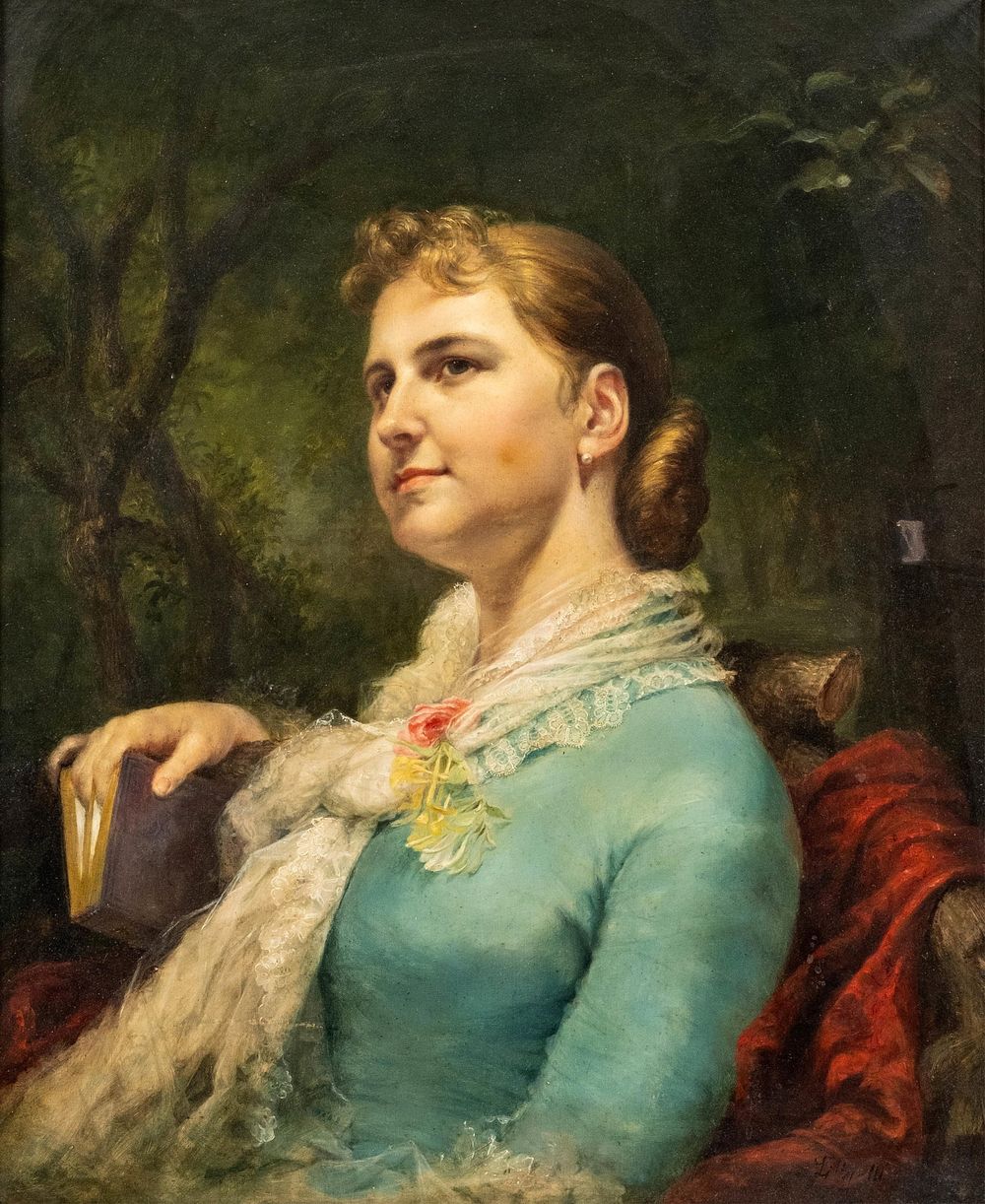 Lot 179: Lilly Martin Spencer Signed Portrait Oil on Canvas Painting