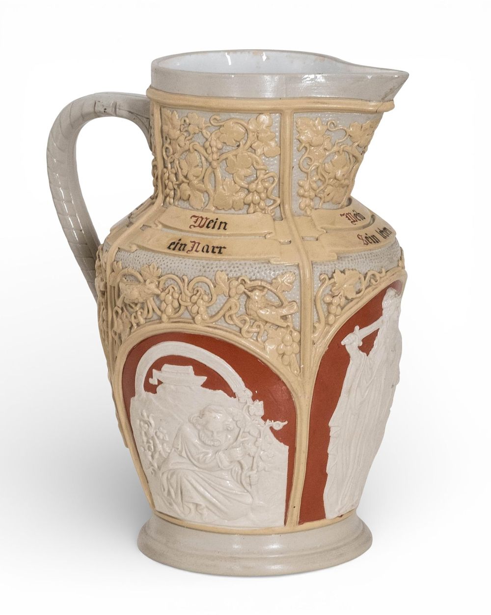 Lot 214: Villeroy & Boch Mettlach Stoneware Relief Pitcher, Circa 1890