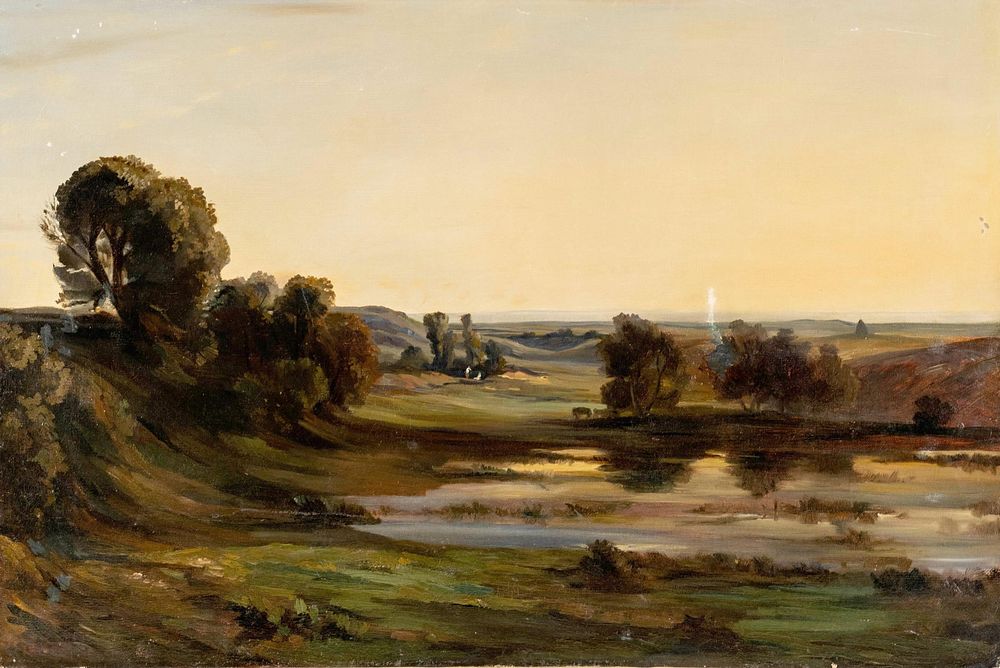 Lot 222: Théodore Rousseau Barbizon French School Landscape Oil On Canvas Painting, Signed