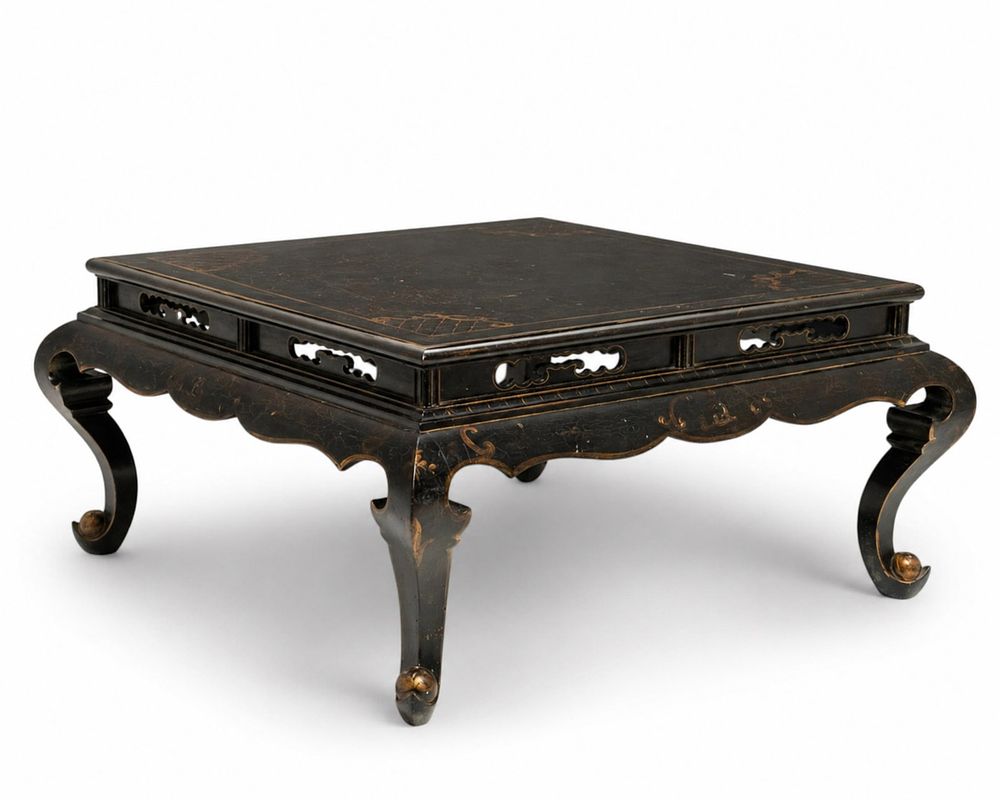 Lot 283: Antique Black Lacquered and Gilt Low Table
