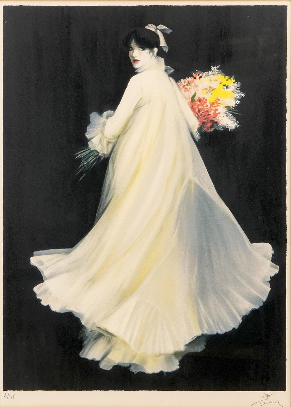 Lot 285: René Gruau, Signed & Numbered Lithograph, “The Bouquet, Edition 2/175