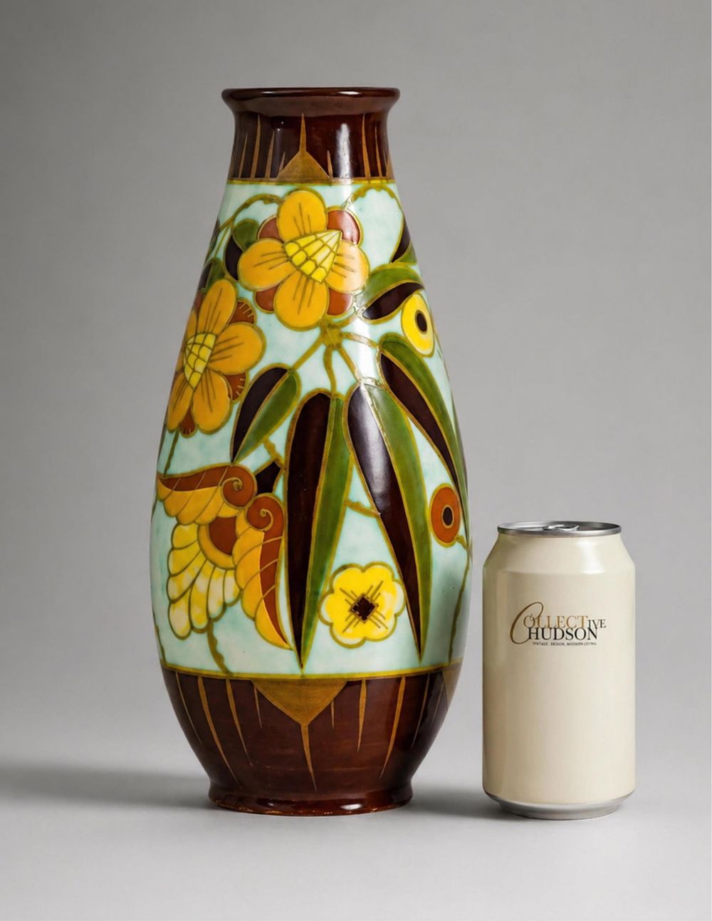 Lot 305: Catteau Boch Frères Keramis Floral Earthenware Art Deco Vase, Belgian, Circa 1930