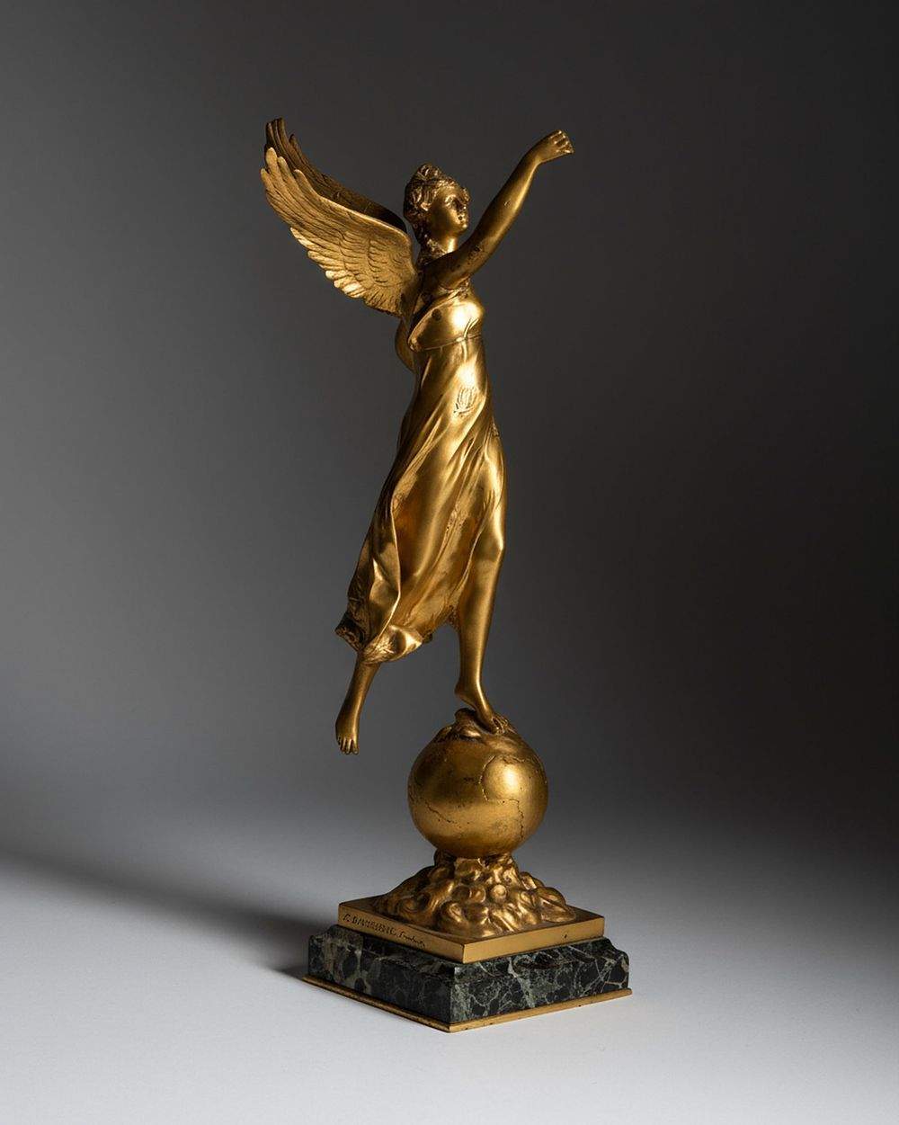 Lot 320: Paul-Marie Ducuing French Gilt-Bronze “Winged Victory, Signed, c.1890, Barbedienne Foundry