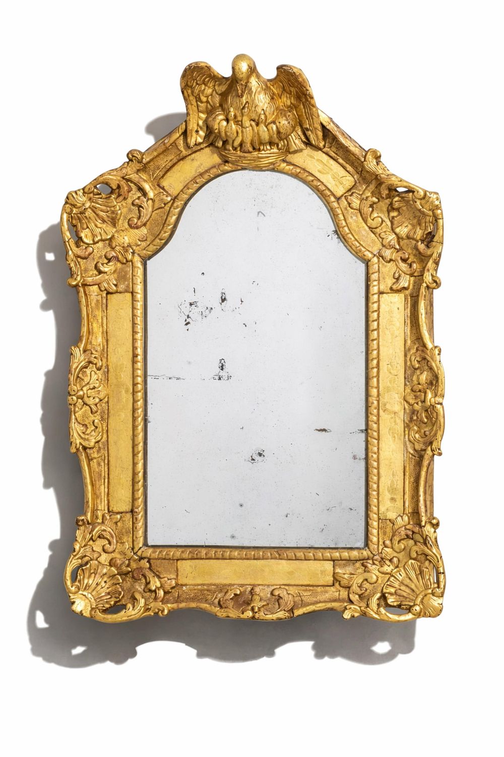 Lot 322: Louis XV period Mirror. Gold Gilt Finished Carved Engraved Wooden Mirror