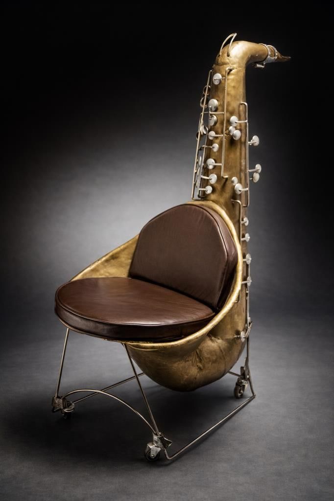 Lot 359: Alain Aparicio, Saxophone-Shaped Art Furniture Chair