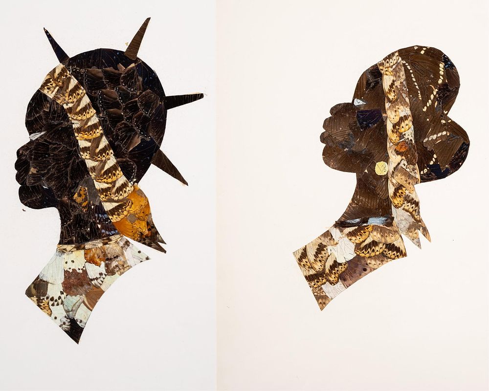 Lot 516: Vintage Central African Republic Butterfly Wing Collage