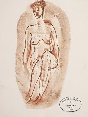 Konrad Cramer Estate-Stamped Monotype and Ink Painting - No Reserve. Keywords: American 