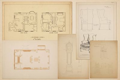 Rudolph Bloomberg, Group of 35 Architectural and Furniture Art Deco Design Drawings - No Reserve. 