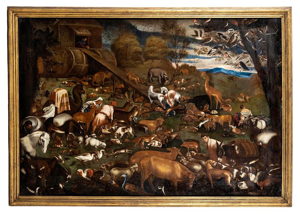 Lot 108: Jacopo Bassano, (attrib) 'Noah's Ark' 16th Century Oil on Canvas Painting - No Reserve