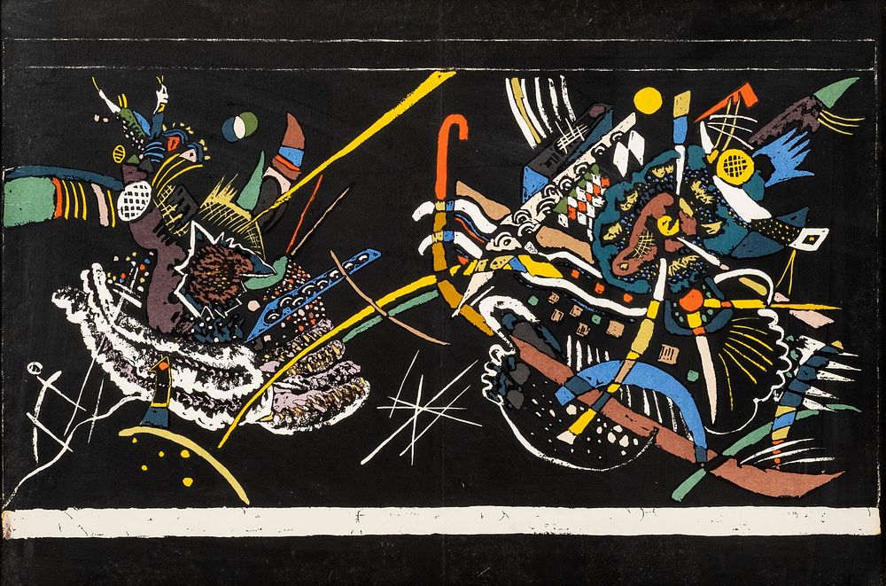 Lot 164: Kandinsky, Study in Color, Antique Lithograph, with Label on Verso, as found in estate - No Reserve