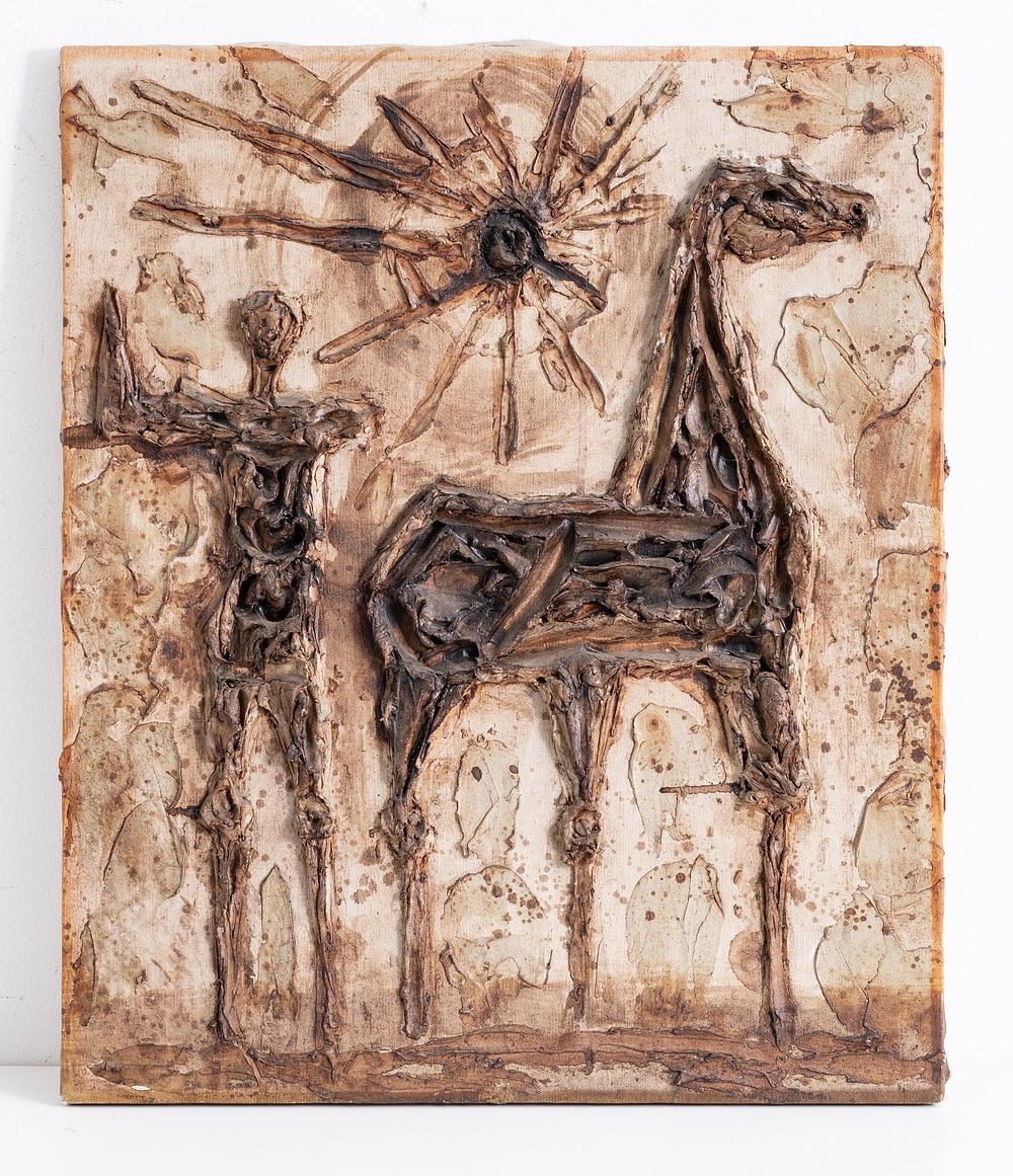 Lot 168: Style of Marino Marini, Sculptural High Impasto Painting on Canvas - No Reserve