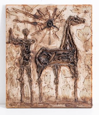 Style of Marino Marini, Sculptural High Impasto Painting on Canvas - No Reserve. Keywords: 