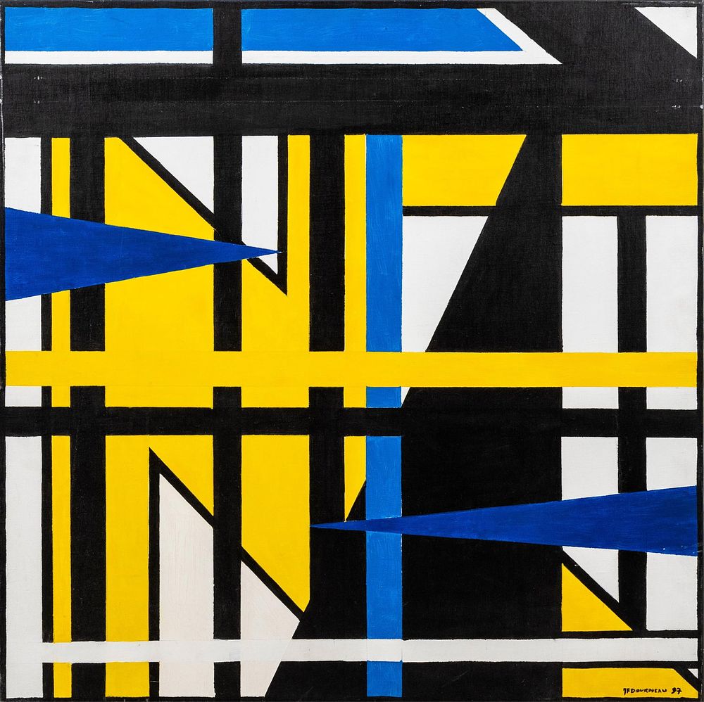 Lot 171: Jacques F Dourneau, 'Urbanisme' Signed 1997 Geometric Abstract Oil Painting