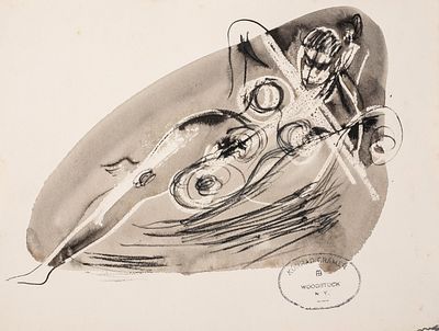 Konrad Cramer, Reclining Figure Estate-Stamped Abstract Monotype - No Reserve. Keywords: 