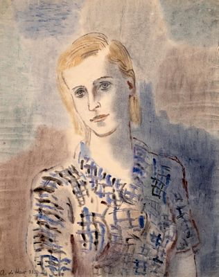 Adolf de Haer Portrait Painting on Paper, Signed - No Reserve. Keywords: 20th Century Art, Early 