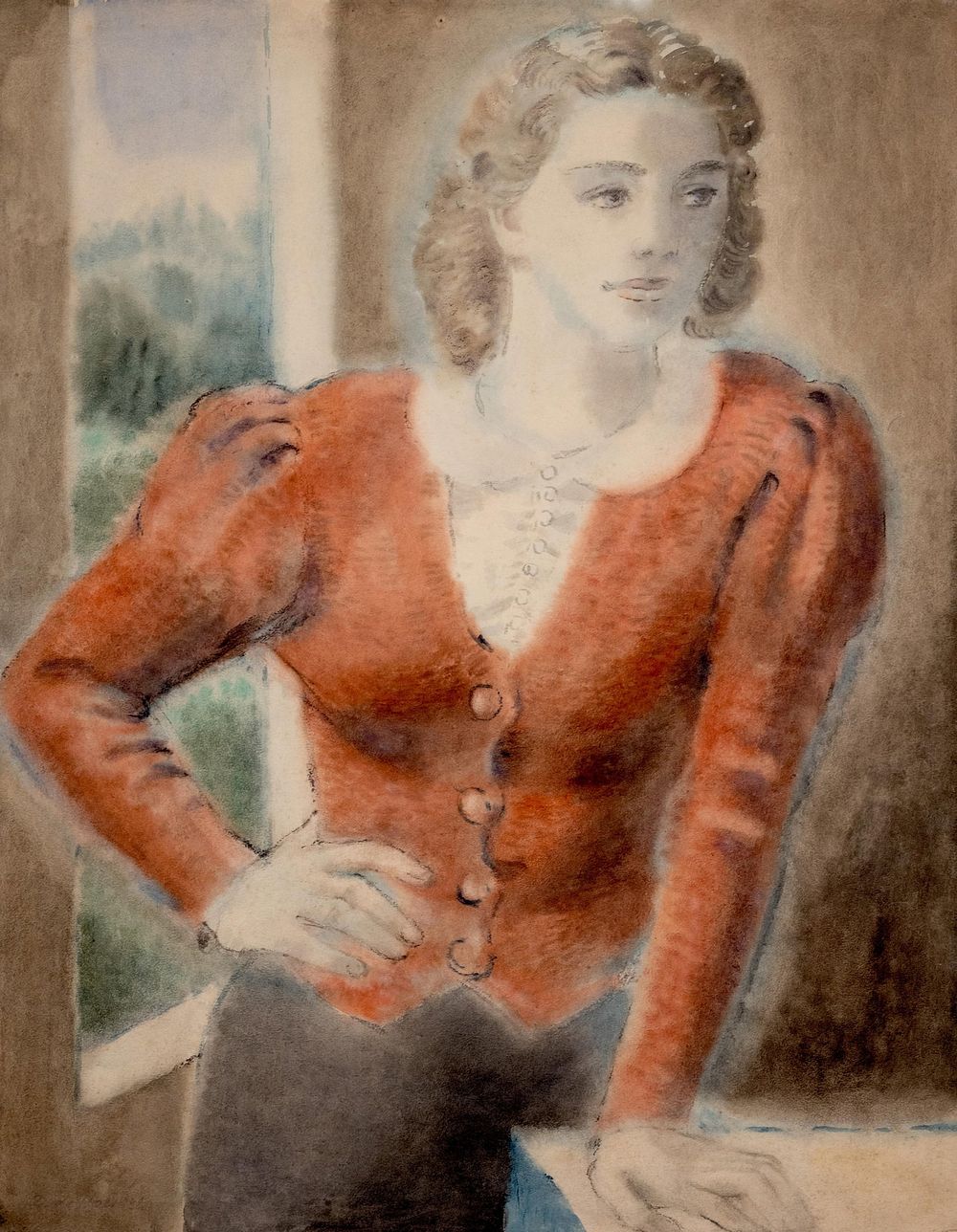 Lot 280: Adolf de Haer Portrait Painting on Paper, Signed, 1938 - No Reserve