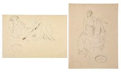 Konrad Cramer Estate-Stamped Figure Ink Drawings - No Reserve. Keywords: Modernist, American 