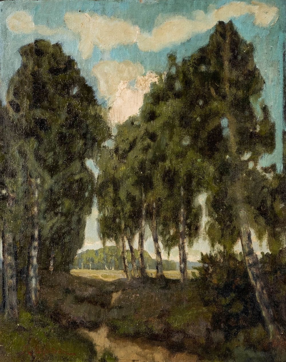Lot 331: Michael Lindstrom, 'Birches' Oil on Canvas Painting, Signed - No Reserve