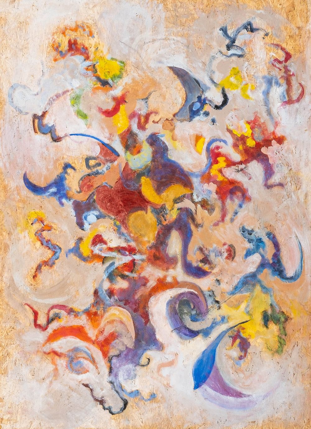 Lot 346: Abstract Expressionist Figural Oil Painting on Panel - No Reserve
