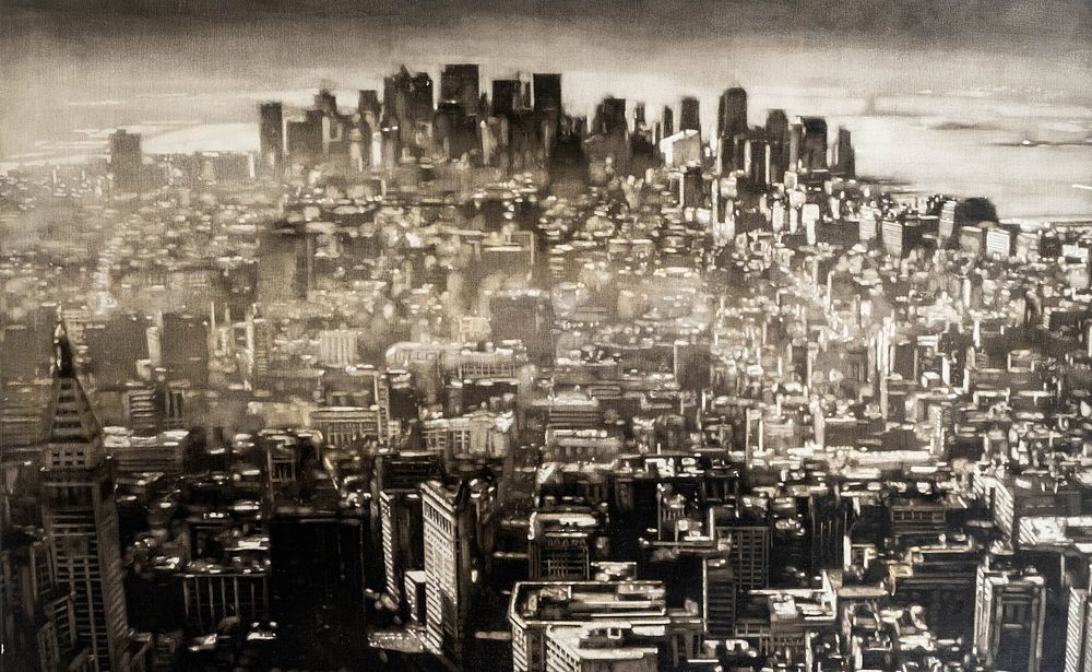 Lot 355: Eric Serafini Signed 'Downtown Manhattan' 2006 Oil Painting - No Reserve