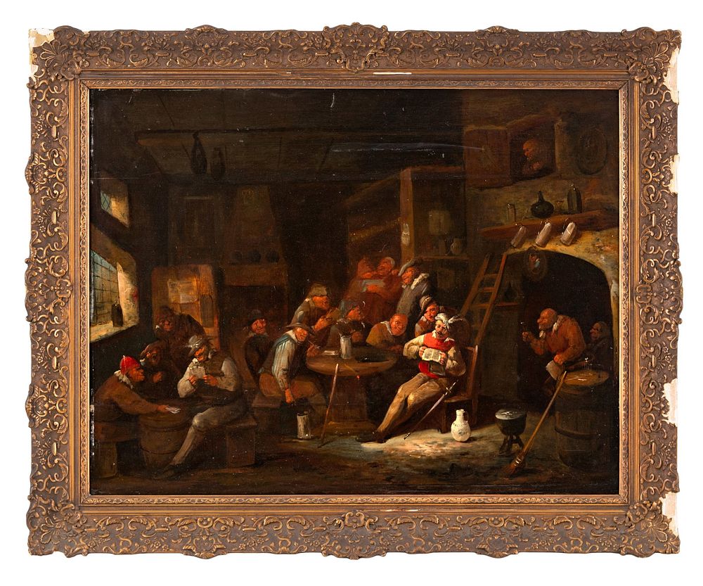 Lot 376: Egbert van Heemskerck the Younger 17th Century Tavern Interior Oil Painting