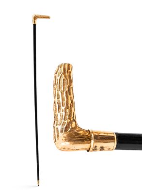 Ebony Walking Cane Circa 1890 with 14K Gold Handle - No Reserve. Keywords: Fashion Accessory 