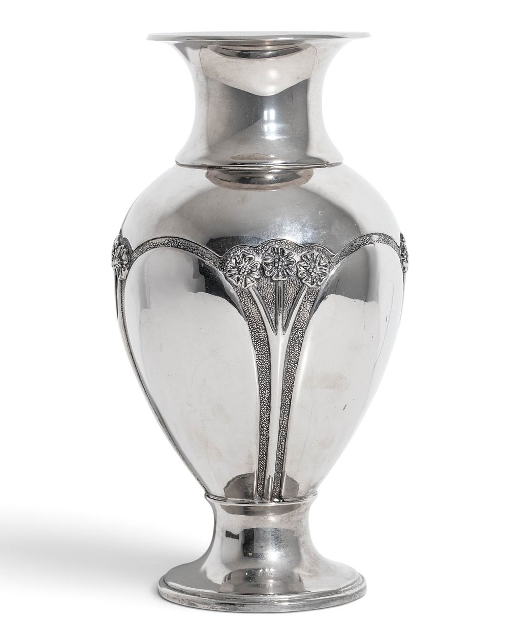 Lot 565: Large Art Nouveau Silvered Metal Floral Vase, Circa 1900 - No Reserve