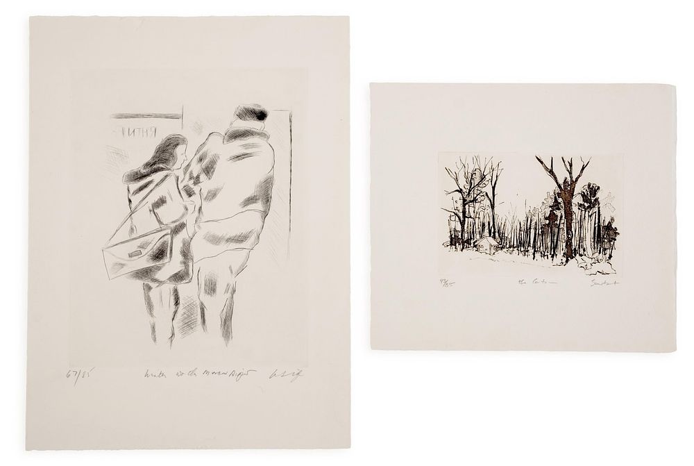 Lot 632: Pair of Signed Limited Edition Etchings on Paper - No Reserve