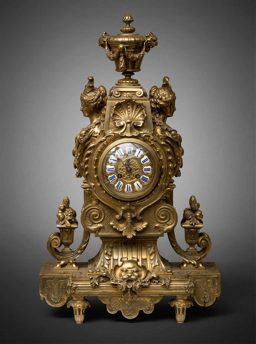 Lot 645: Tall Renaissance Revival Bronze Baroque Clock, 19th Century w/ Pendulum - No Reserve