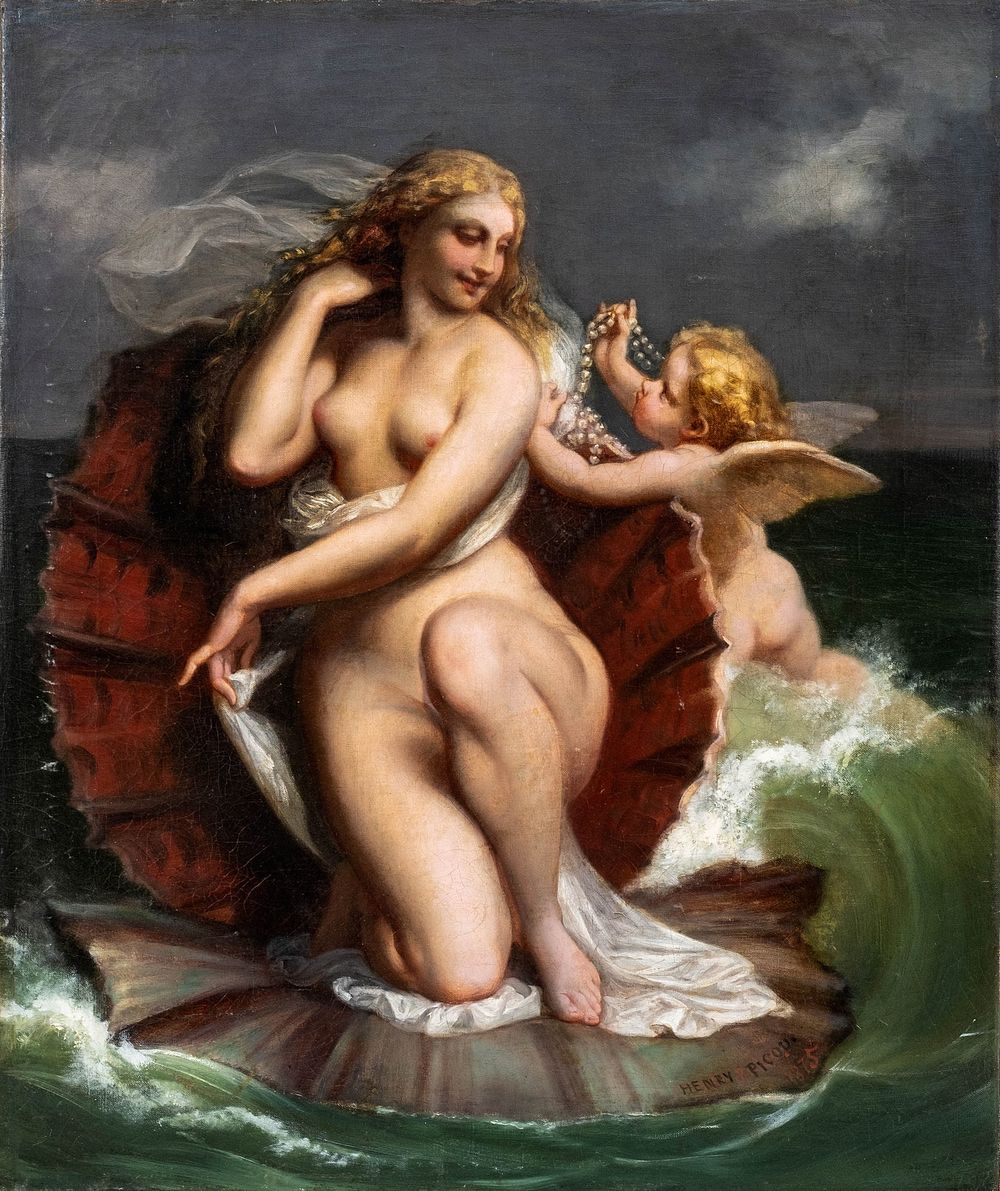 Lot 665: Henry Pierre Picou, The Birth of Venus, Signed 1875 Oil on Canvas Painting