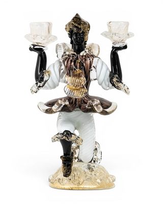 Barovier and Toso (attrib) Venetian Murano Figural Glass Candelabra - No Reserve. Keywords: 