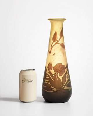Galle Cameo Acid Etched Art Nouveau Glass Vase, Multilayer, Circa 1920. Keywords: Signed vase 