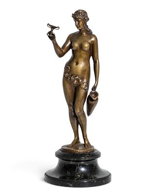 Franz Iffland Signed Art Nouveau Bronze Bacchante Figure. Keywords: Bacchante, Bronze Sculpture 