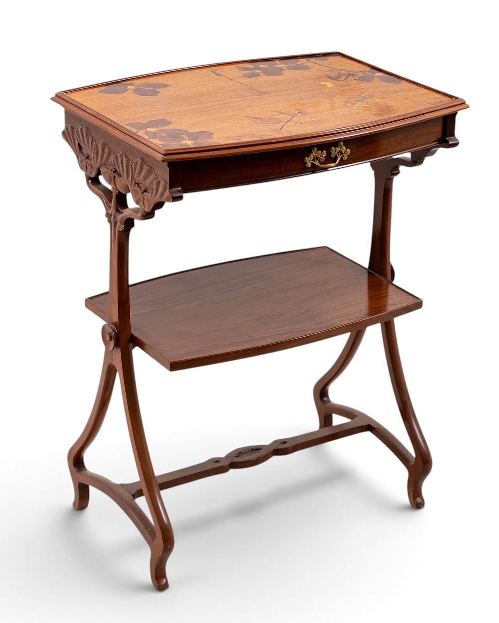 Lot 777: Louis Majorelle Signed Art Nouveau Marquetry Work Table c1900