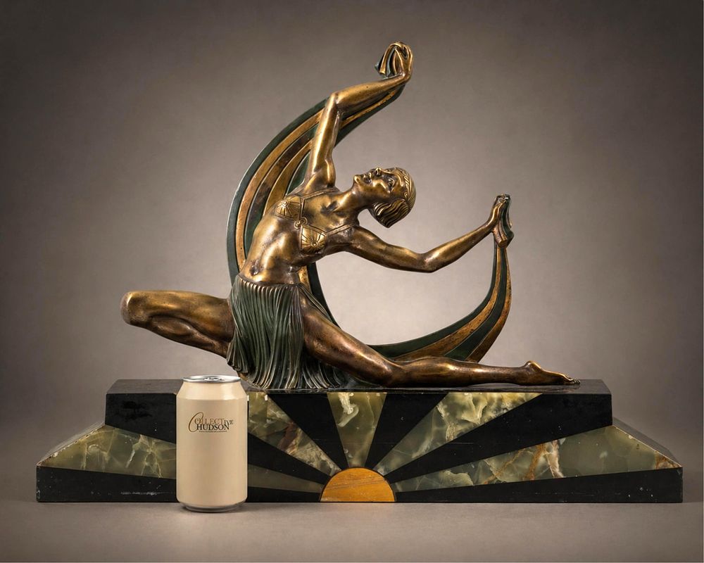 Lot 786: Jean Lormier Signed Art Deco Bronze Dancer Sculpture