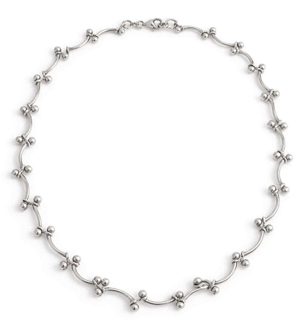 Lot 891: Dobbs Biston, Italian Sterling Silver Curved Link Necklace - No Reserve