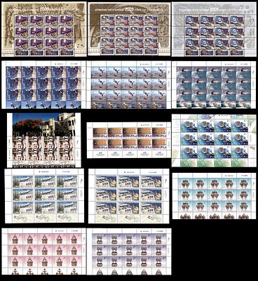 גיליונות בולי ישראל מהשנים 2008-2009 בערך נקוב כ-640 ש"ח מצבים חדשים MNH** דבק מלא . בולים 