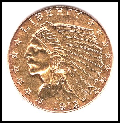מטבע זהב ראש אינדיאני 4.19 גרם , 18 מ''מ , זהב 900 .
1912 Indian Head $2.50 Gold Coin Gold 