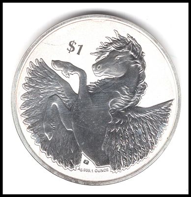 איי הבתולה הבריטיים מטבע כסף 1 דולר 2022 פגסוס Pegasus אליזבת השנייה ' כסף 0.999 אונקיה 1oz 