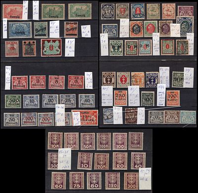 מקבץ בולי דנציג Danzig Stamps כולל בולי דואר ודמי דואר , Danzig Porto Postage dues And Postage