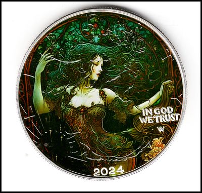 דולר 2024 כסף 31 גרם 999 כסף טהור כולל קופסא ותעודה , "Stained Glass Dream" (חלום ויטראז') 