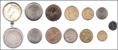 לוט מטבעות עולם כולל 3 שעשויים מכסף 10 פיאסטר 1916 מצרים + ארצות הברית ½ דולר, 1965 כסף 0.400 + 