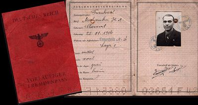 עובד במחנה Enzesfeld LAGER Camp דרכון זמני לזרים (Vorl&auml;ufiger Fremdenpass) שהונפק בתקופת הרייך 