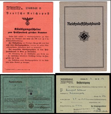 4 תעודות פנקסים מגרמניה הנאצית , . תעודת אוניברסיטה גרמנית משנת 1944. חסר תמונה אישור השתתפות 