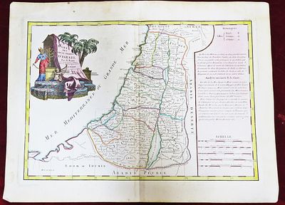 מפה מידה 50*39 , המפה היא "Carte des 12 Tribus D'Israel" (מפת 12 שבטי ישראל). המפה מסמלת את 