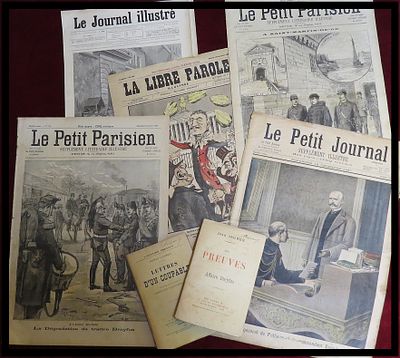 7 פרסומים בנושא משפט דרייפוס - אלפרד דרייפוס Dreyfus Affaire Lot Of Newspapers / Publications. "L 